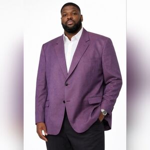Oak Hill by DXL Big & Tall Linen-Blend Suit Jacket | Metallic Maroon Purple | 4X